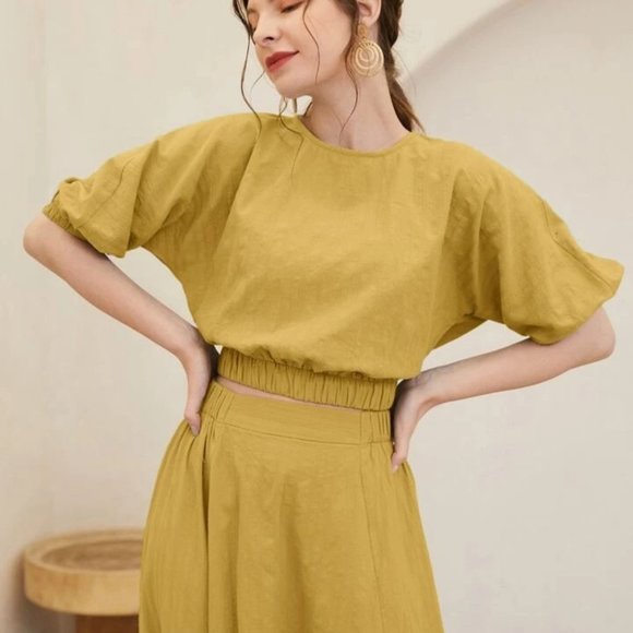 SHEIN puff sleeve top and drop crotch pant set co ord - Picture 2 of 8